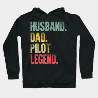 Funny Vintage Husband Dad Pilot Legend Retro Hoodie